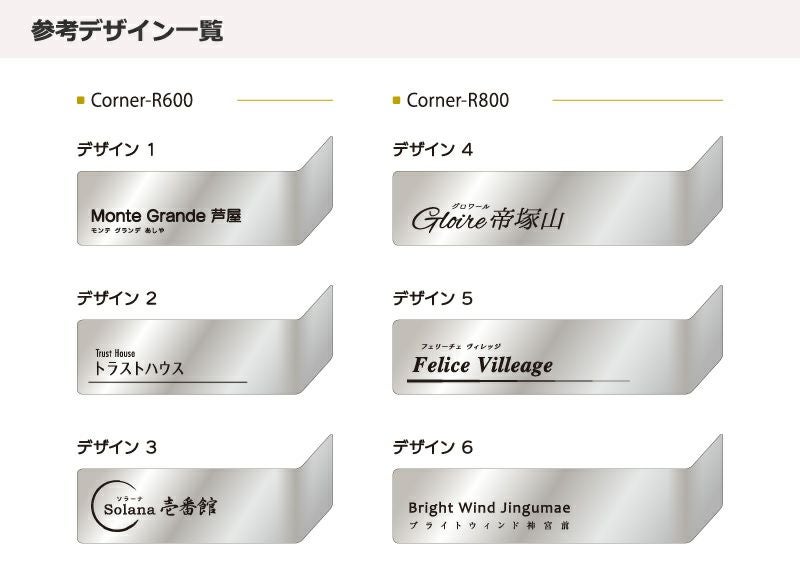 コーナーサインラウンド　デザイン一覧